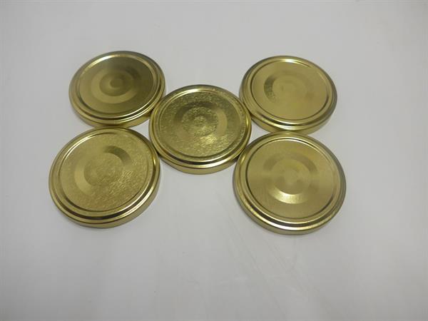 Ekstra skruelåg til glas, guldfarvet, TO 66, indre dia. 66 mm og ydre dia. 69 mm, 5 stk