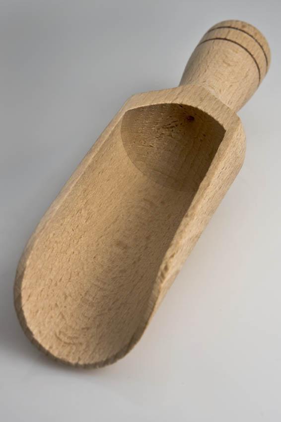 Træskovl, 14 cm lang, hånddrejet
